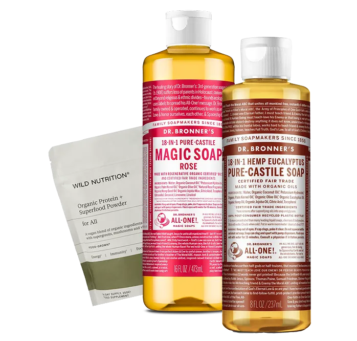 B-Corp certified brands including Wild Nutrition and Dr. Bronner's